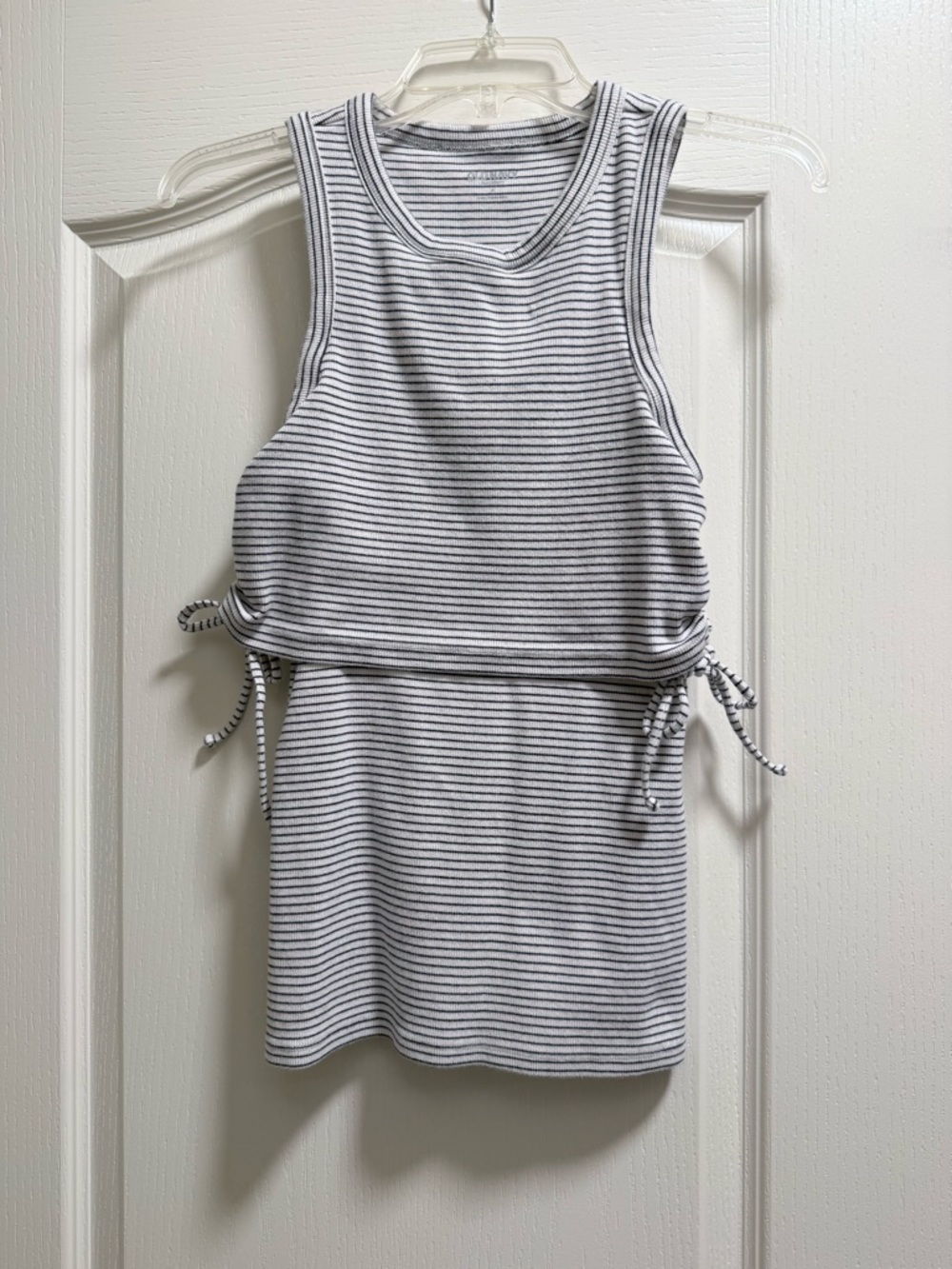 Old Navy White and Navy Striped Ribbed Nursing Tank